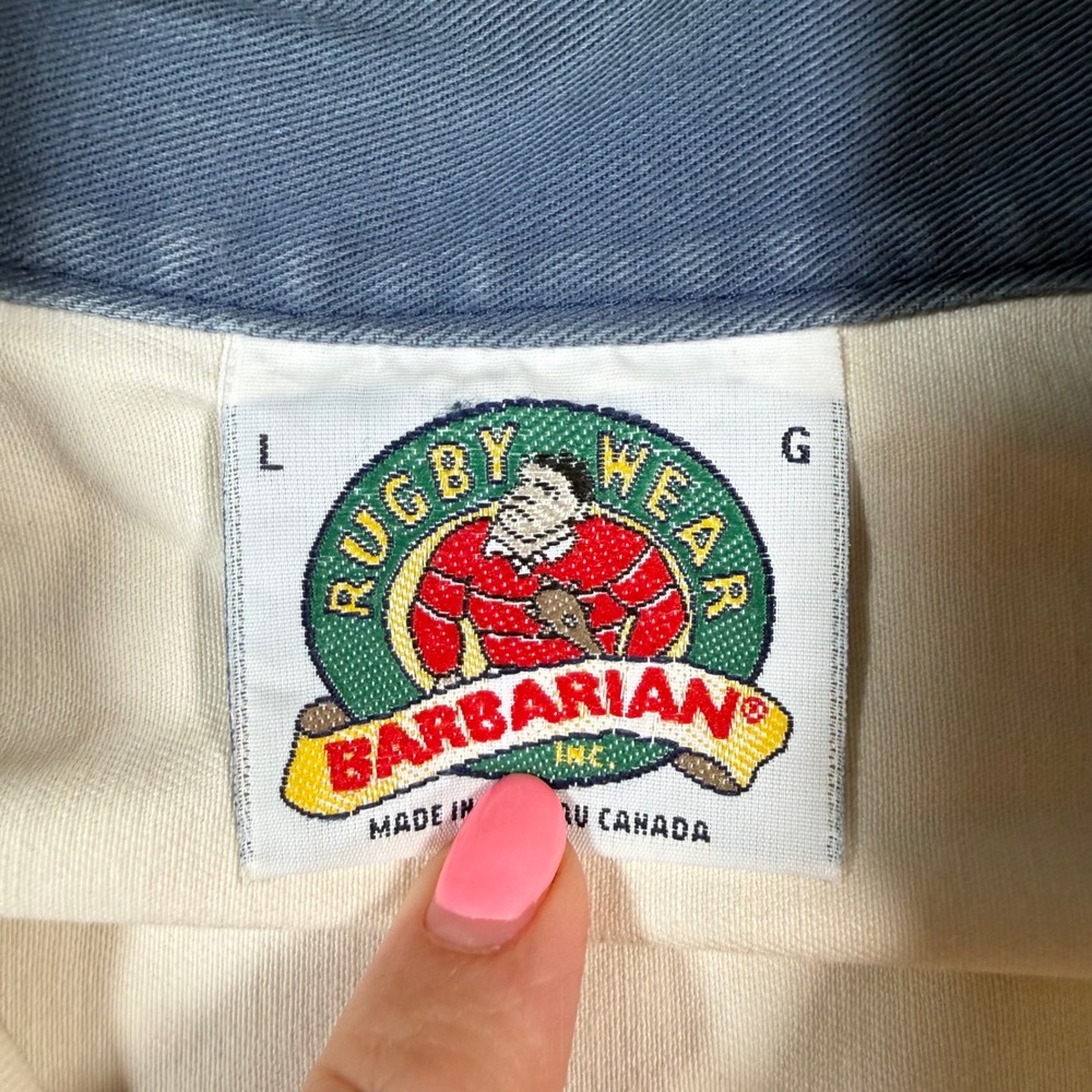 Barbarian Rugby Wear Jacket Mens Large Blue Vintage 90s Colorblock Whalers - Picture 4 of 13